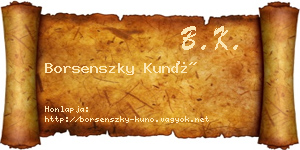 Borsenszky Kunó névjegykártya